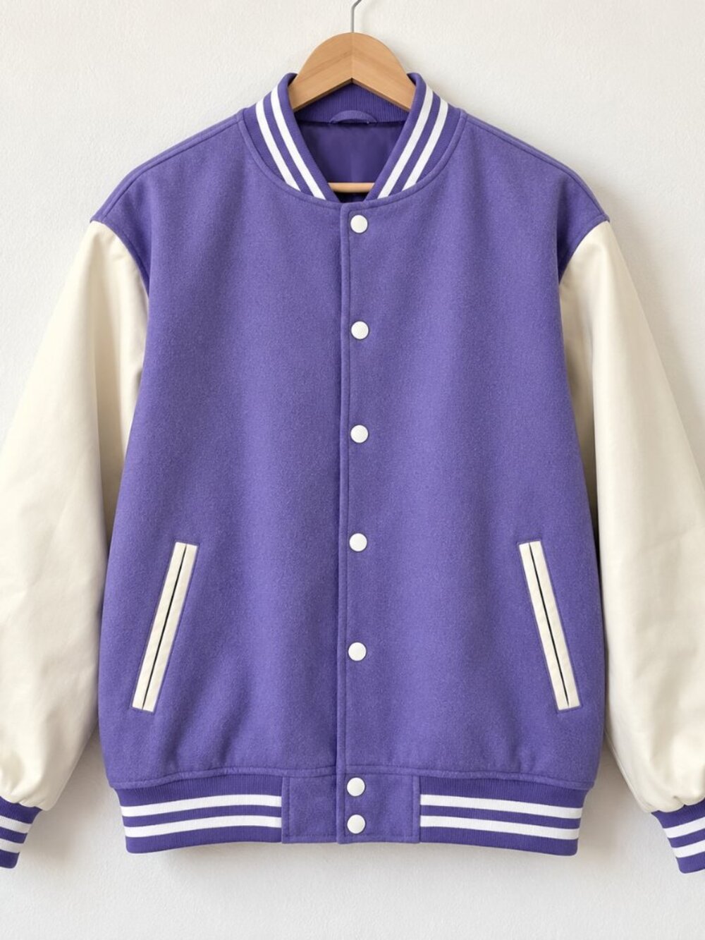 Men’s Purple & Cream Varsity Bomber Jacket NWOT